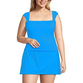 Plus Size Lands' End Squareneck Underwire Tankini Top