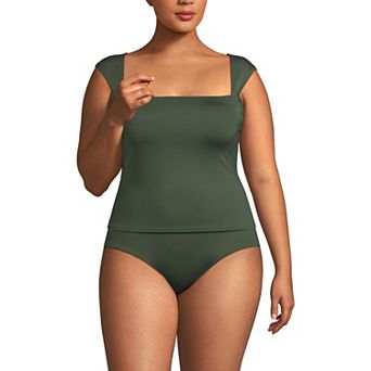 Plus Size Lands' End Squareneck Underwire Tankini Top