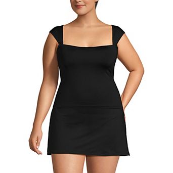 Plus Size Lands' End DD-Cup Squareneck Underwire Tankini Top