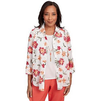 Women's Alfred Dunner Bright Floral Two in One Top with Necklace