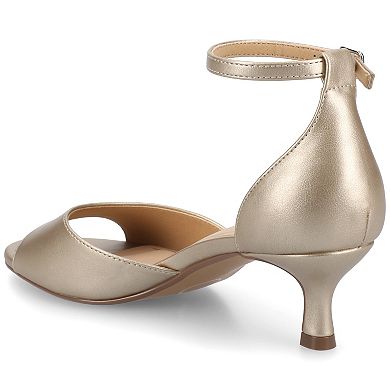 Journee Women's Jezzie Low Heel Ankle Strap Dress Sandals in Medium and Wide Width