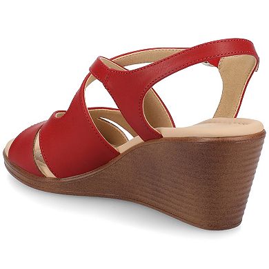 Journee Women's Kedzie II Ankle Strap Wedge Sandals, Medium and Wide Width