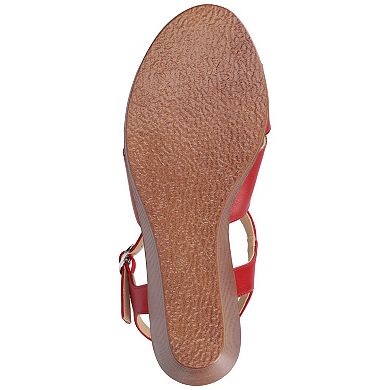 Journee Women's Kedzie II Ankle Strap Wedge Sandals, Medium and Wide Width