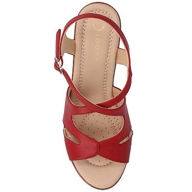 Journee Women's Kedzie II Ankle Strap Wedge Sandals, Medium and Wide Width