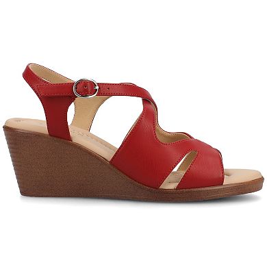 Journee Women's Kedzie II Ankle Strap Wedge Sandals, Medium and Wide Width