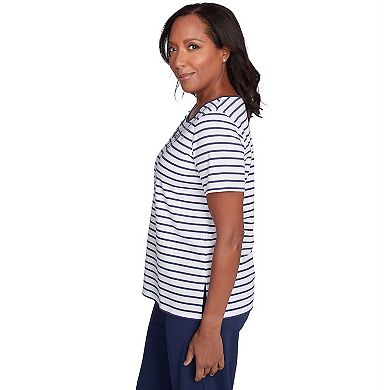 Women's Alfred Dunner Beaded Floral Striped Tee