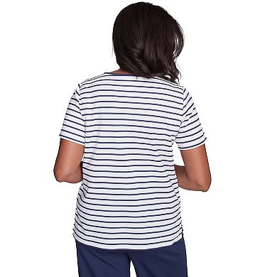 Women's Alfred Dunner Beaded Floral Striped Tee