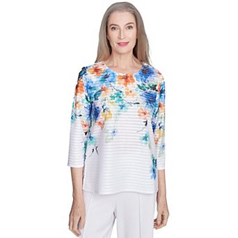 Women's Alfred Dunner Textured Floral Neckline Top