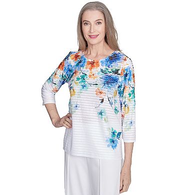 Women's Alfred Dunner Textured Floral Neckline Top