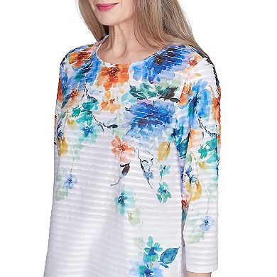 Women's Alfred Dunner Textured Floral Neckline Top