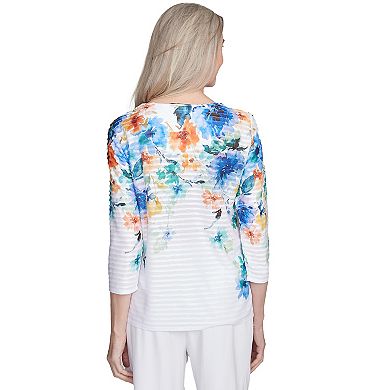Women's Alfred Dunner Textured Floral Neckline Top