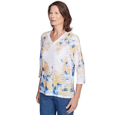 Women's Alfred Dunner Floral Textured V-Neck Top