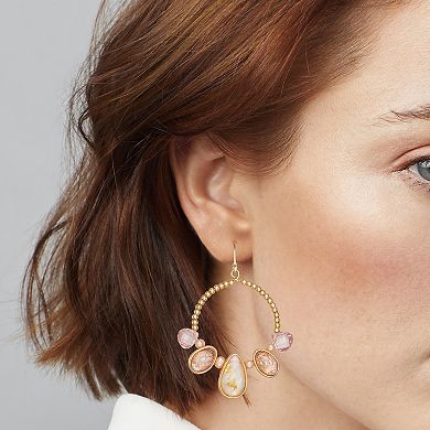 Napier Gold Tone Summer Abalone Round Drop Earrings