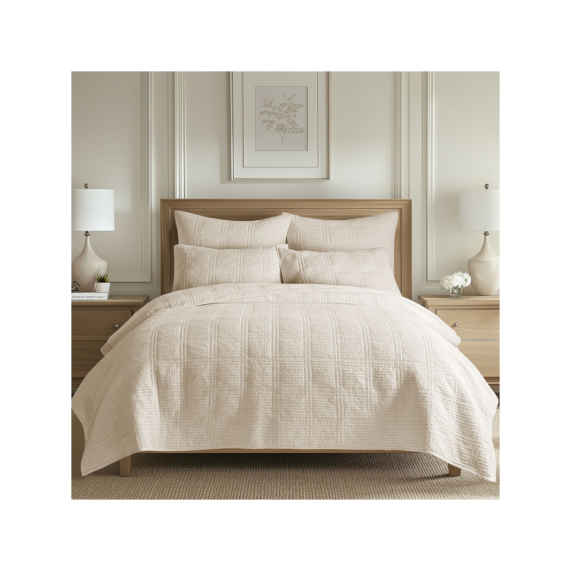 Levtex Home Cloud Waffle Quilt Set or Euro Sham Set, Ivory