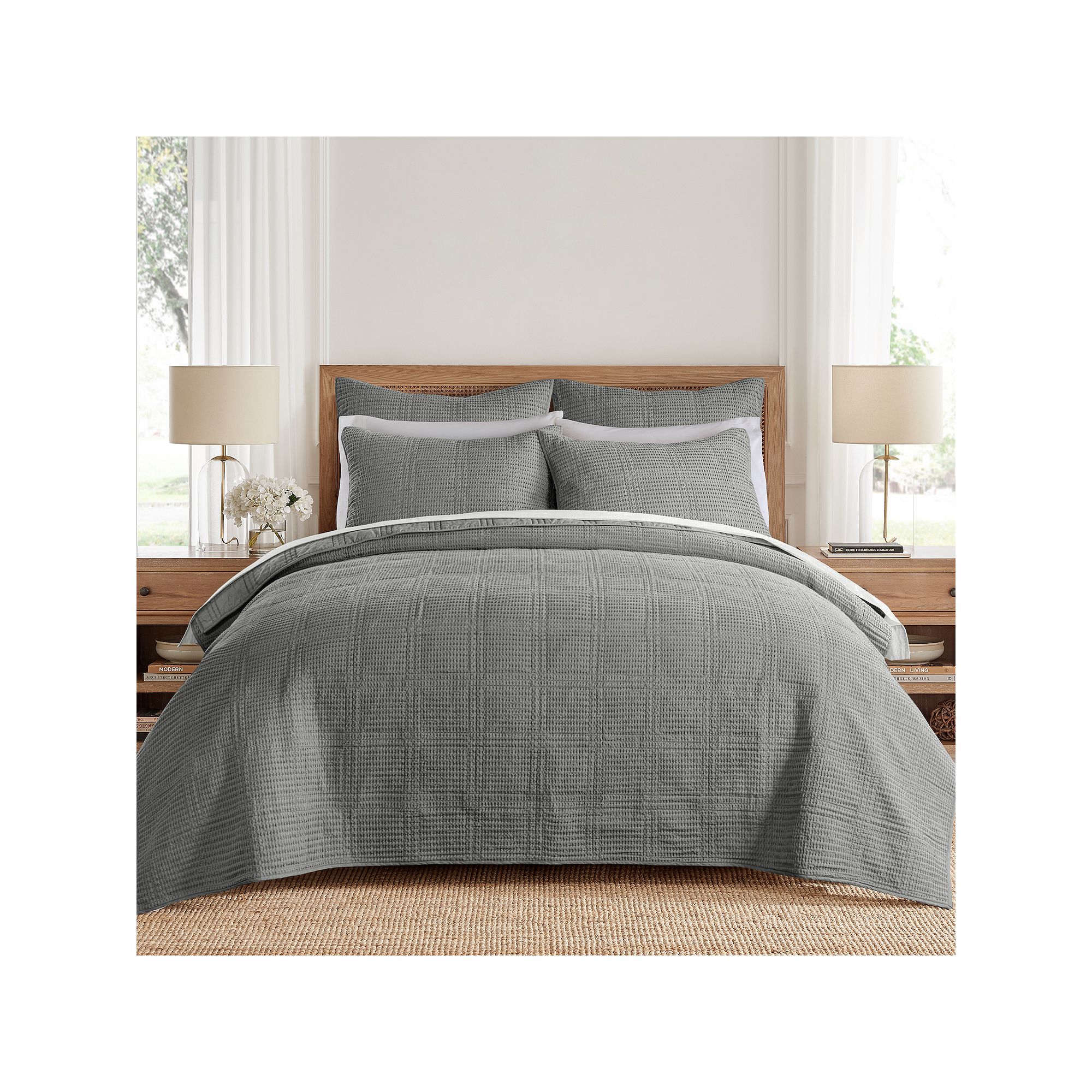 Levtex Home Cloud Waffle Quilt Set or Euro Sham Set, Gray