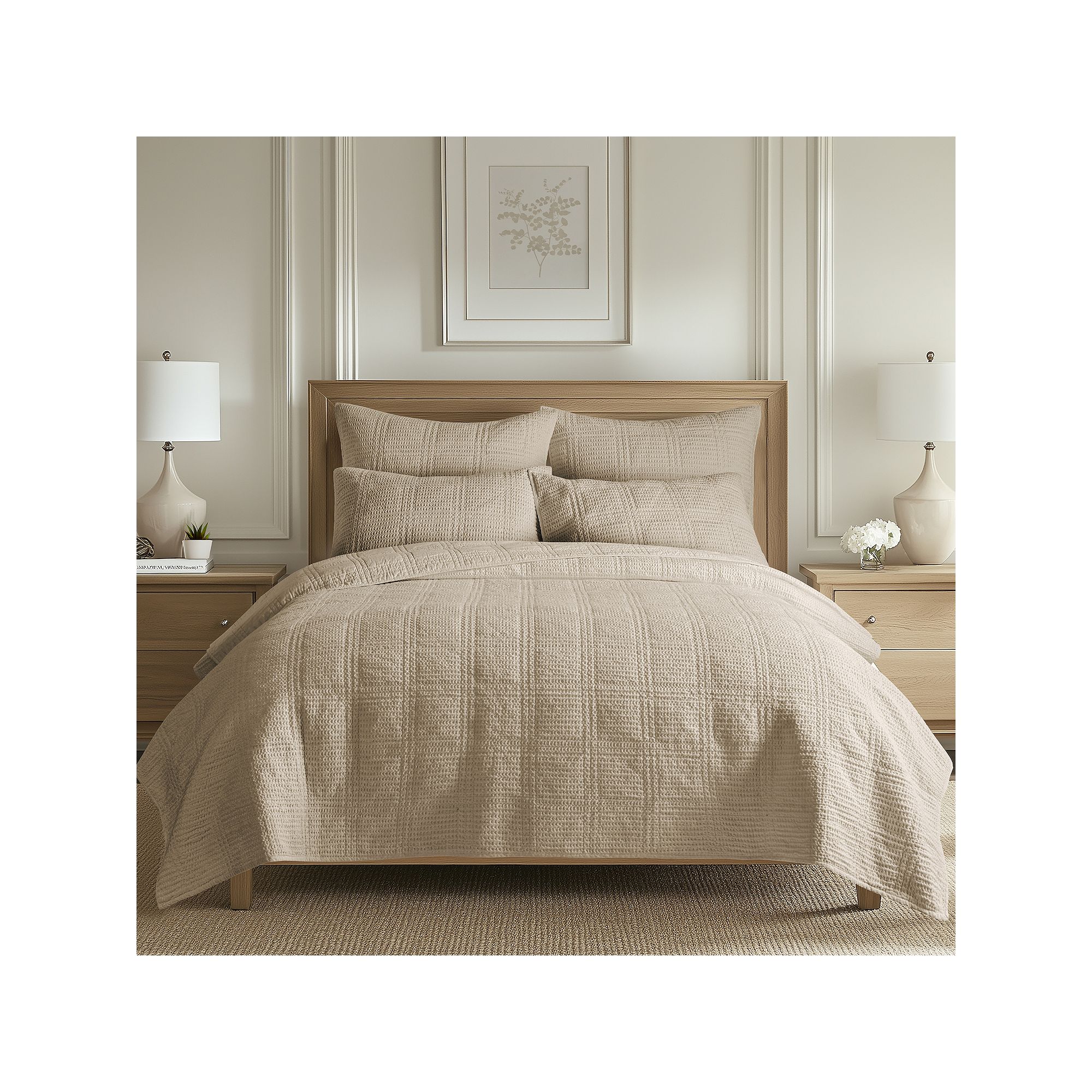 Levtex Home Cloud Waffle Quilt Set or Euro Sham Set, Brown