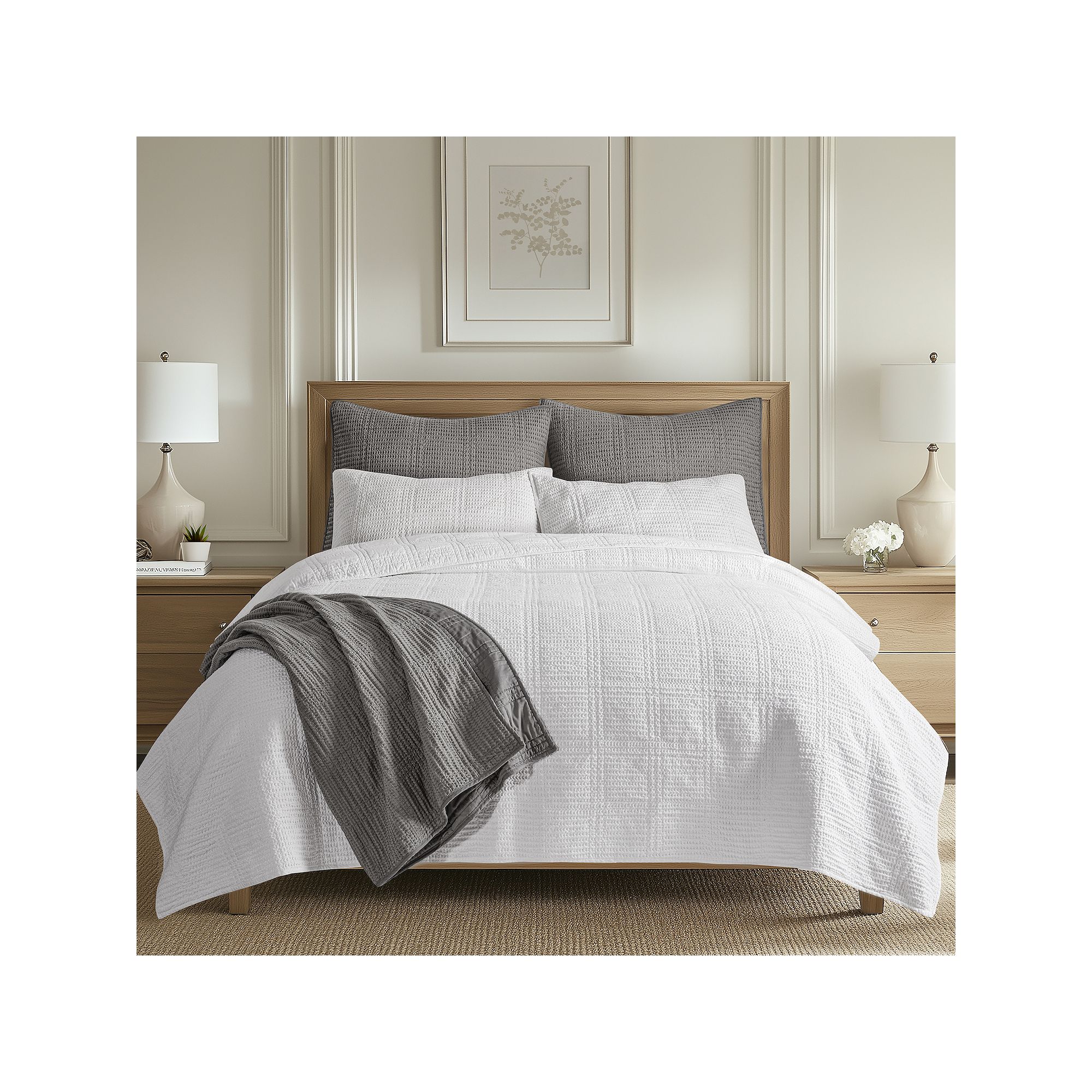 Levtex Home Cloud Waffle Quilt Set or Euro Sham Set, White