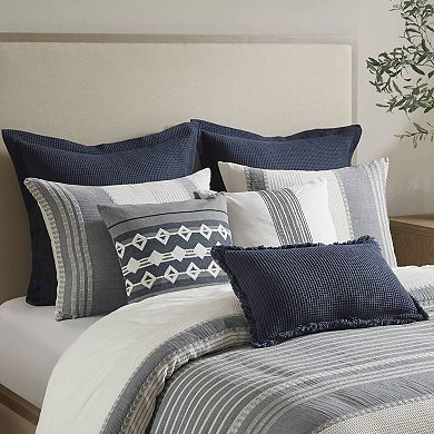 Madison Park Signature Murphy Oversized Cotton Jacquard Comforter Set with Euro Shams and Throw Pillows