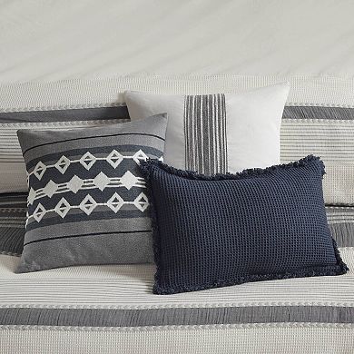Madison Park Signature Murphy Oversized Cotton Jacquard Comforter Set with Euro Shams and Throw Pillows