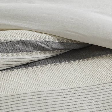 Madison Park Signature Murphy Oversized Cotton Jacquard Comforter Set with Euro Shams and Throw Pillows