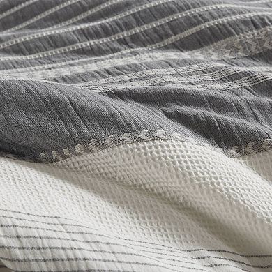 Madison Park Signature Murphy Oversized Cotton Jacquard Comforter Set with Euro Shams and Throw Pillows
