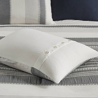 Madison Park Signature Murphy Oversized Cotton Jacquard Comforter Set with Euro Shams and Throw Pillows