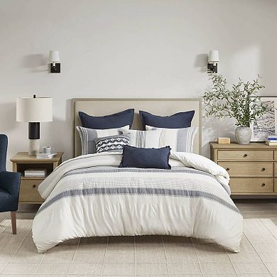 Madison Park Signature Murphy Oversized Cotton Jacquard Comforter Set with Euro Shams and Throw Pillows