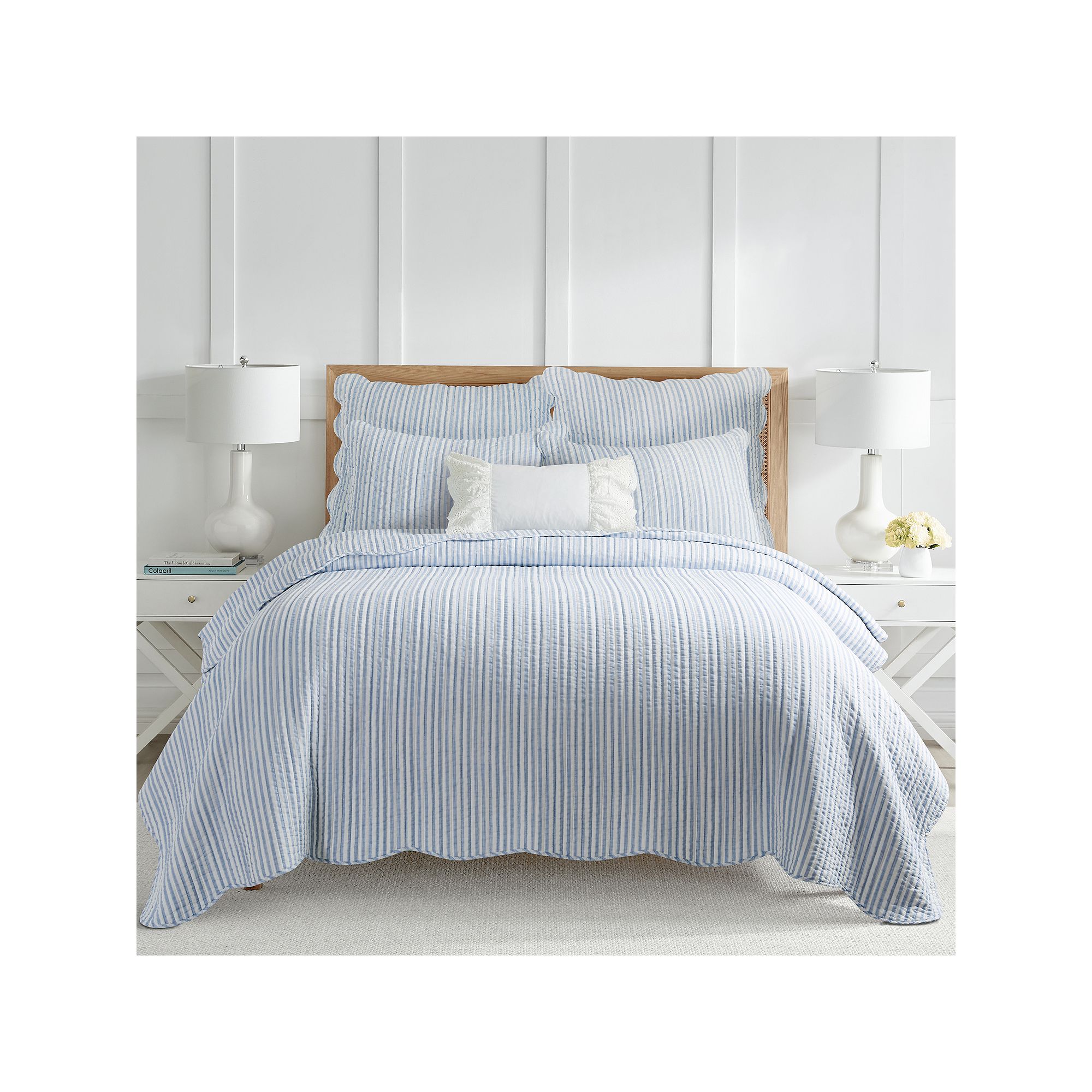 Levtex Home Martha Stripe Blue Quilt Set Or Euro Sham Set