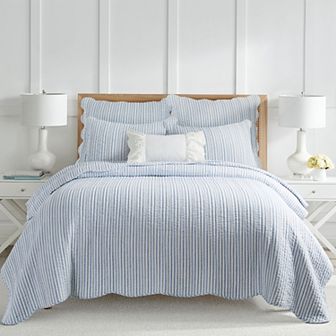 Levtex Home Martha Stripe Blue Quilt Set Or Euro Sham Set