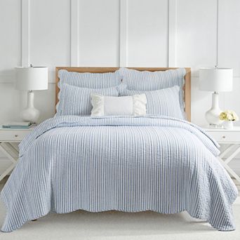 Levtex Home Martha Stripe Blue Quilt Set Or Euro Sham Set