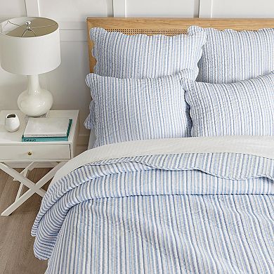 Levtex Home Martha Stripe Blue Quilt Set Or Euro Sham Set