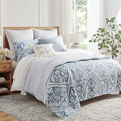 Levtex Home Martha Stripe Blue Quilt Set Or Euro Sham Set