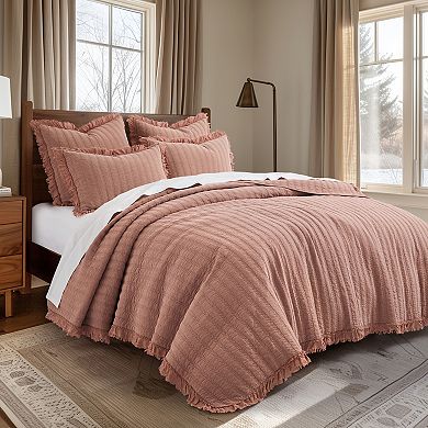 Levtex Home Wilhemina Dusty Rose Quilt Set or Euro Sham Set