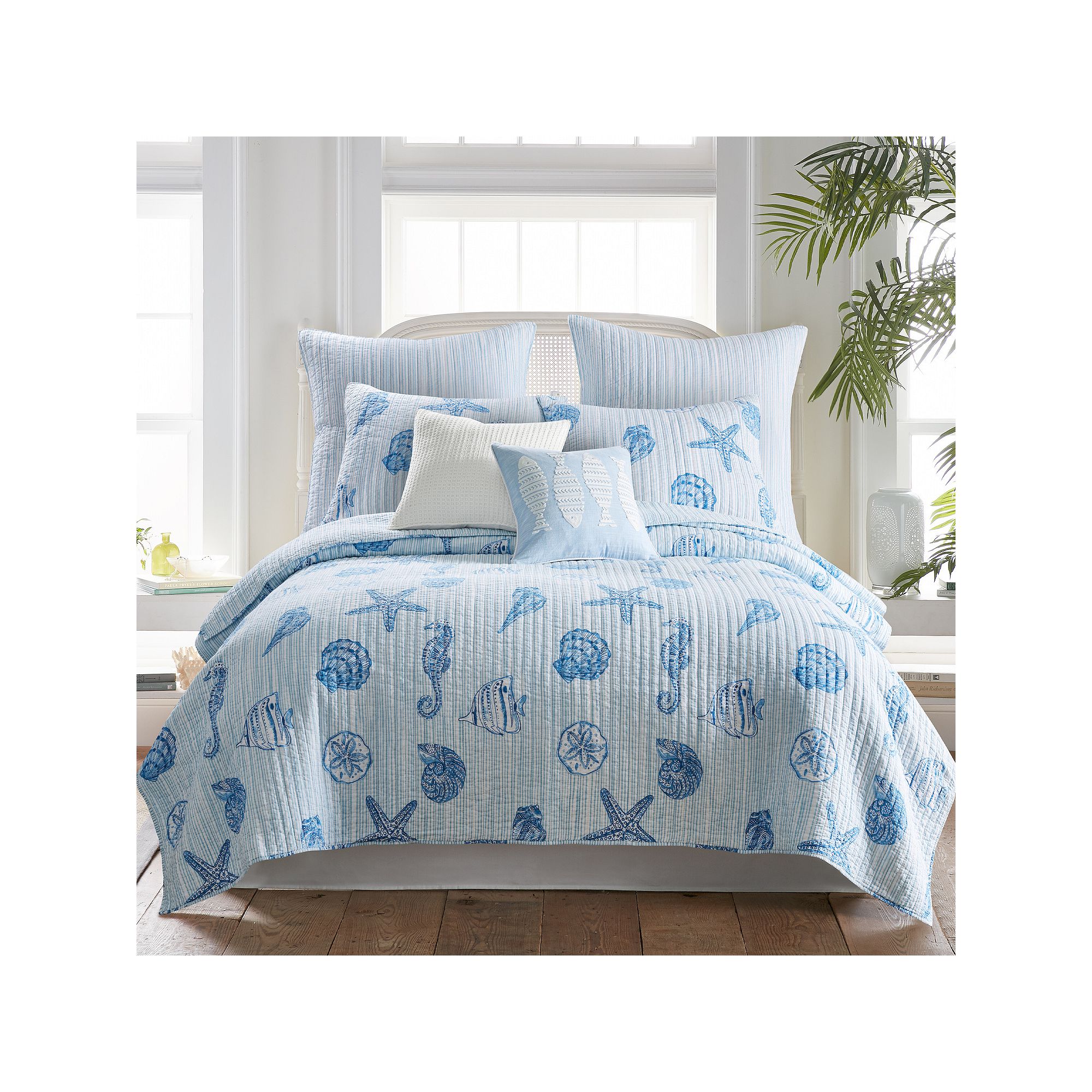 Levtex Home Sandy Cove Quilt Set or Euro Sham Set, Blue