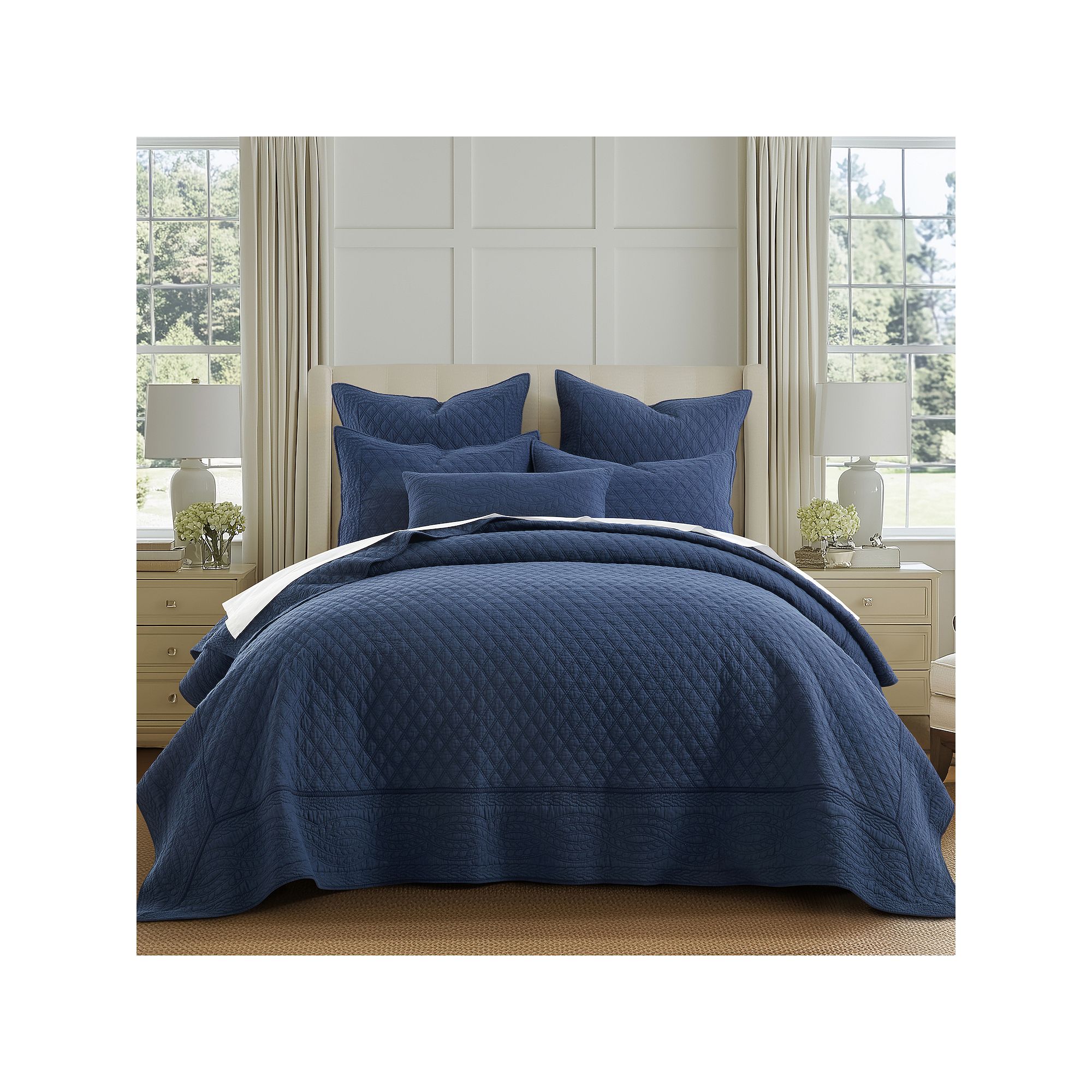 Levtex Home Ballou Quilt Set or Euro Sham Set, Blue