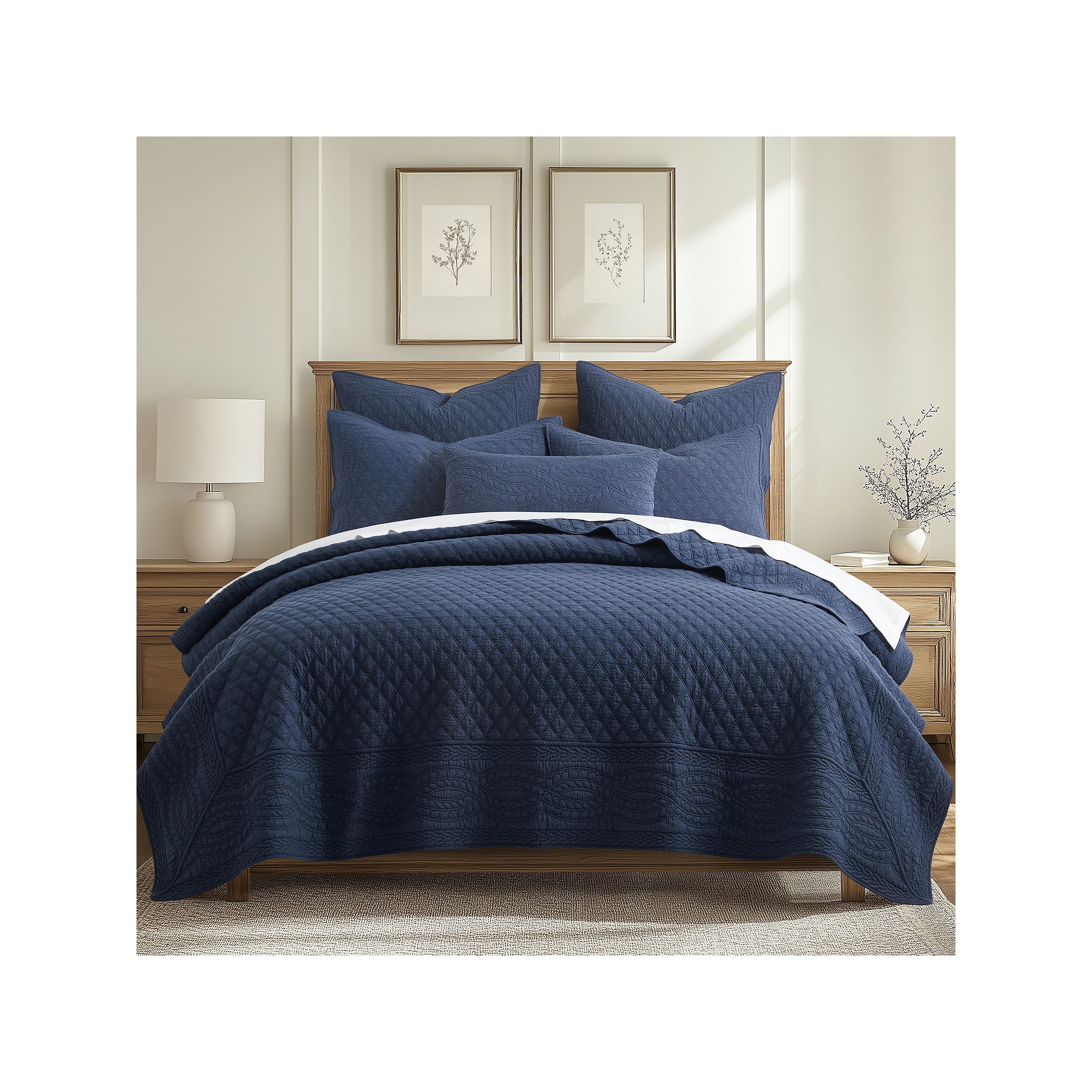Levtex Home Ballou Quilt Set or Euro Sham Set, Blue