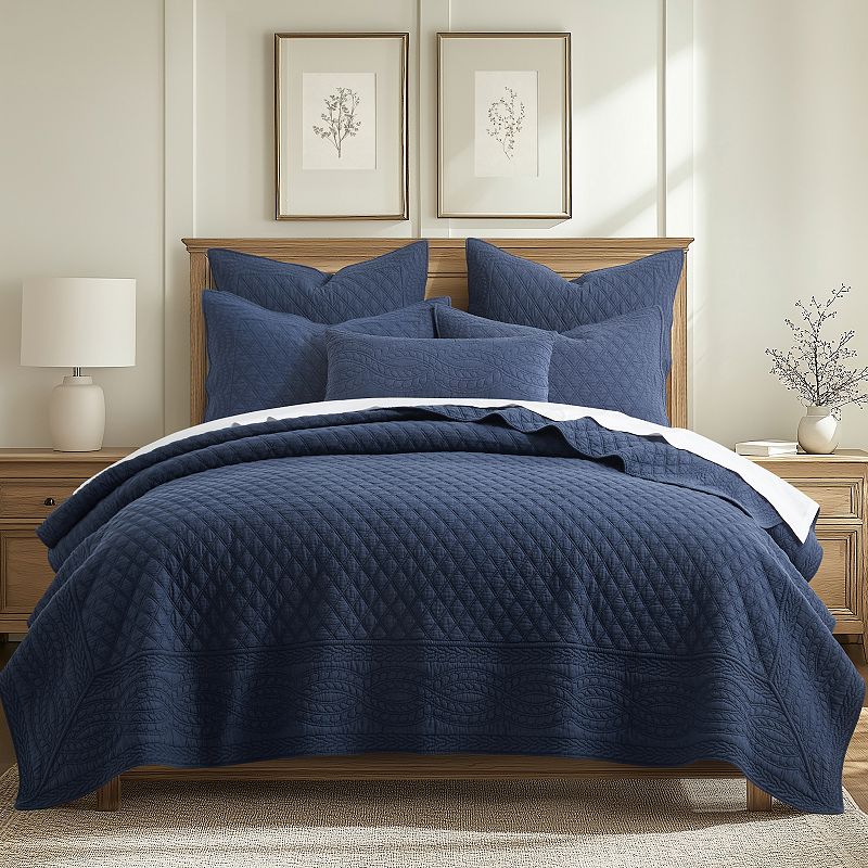 Levtex Ballou Enzyme Washed 3-Pc. Quilt Set, Full/Queen - Navy