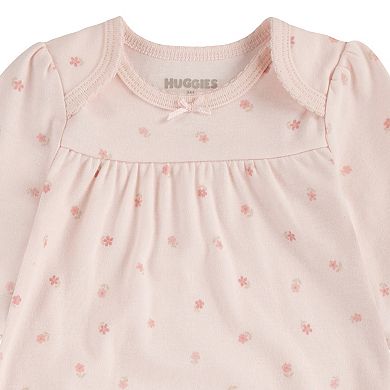 Newborn Baby Girls Huggies Babywear 100% Organic Floral Sleeper Gowns 2-Pack