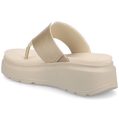Journee Carah Wedge Thong Flip Flop Women's Sandals