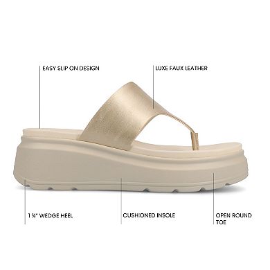 Journee Carah Wedge Thong Flip Flop Women's Sandals