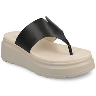 Journee Carah Wedge Thong Flip Flop Women's Sandals