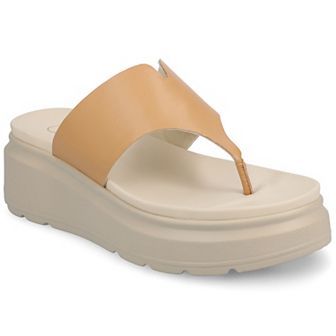 Journee Carah Wedge Thong Flip Flop Women's Sandals