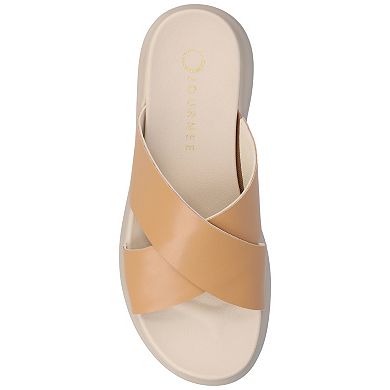Journee Cathie Crisscross Women's Slip-On Wedge Sandals