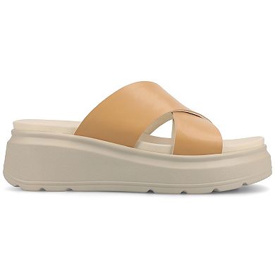 Journee Cathie Crisscross Women's Slip-On Wedge Sandals