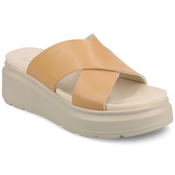 Journee Cathie Crisscross Women's Slip-On Wedge Sandals