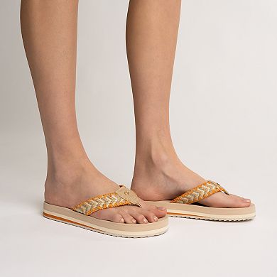Journee Eloddie Woven Strap Women's Thong Flip Flop Sandals