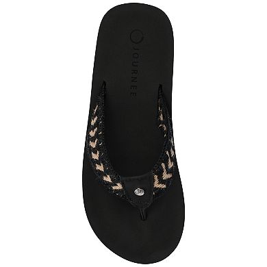 Journee Eloddie Woven Strap Women's Thong Flip Flop Sandals