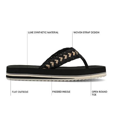 Journee Eloddie Woven Strap Women's Thong Flip Flop Sandals