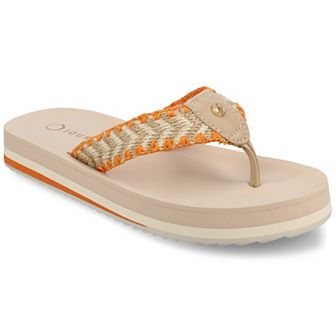 Journee Eloddie Woven Strap Women's Thong Flip Flop Sandals