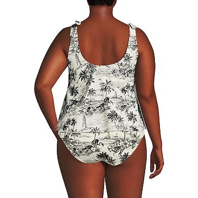 Plus Size Lands' End Tie Shoulder Flutter Tankini Top